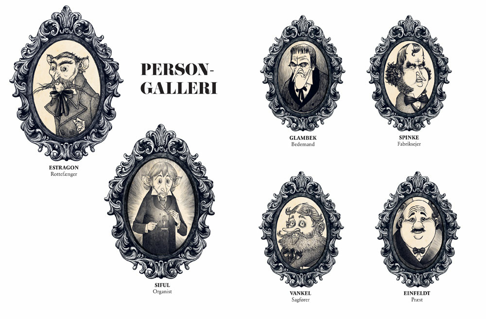 Rottefængeren fra Sorø (Estragons historier - Bind 1 af 7 om de 7 dødssynder) Rottefaengeren_Persongaller